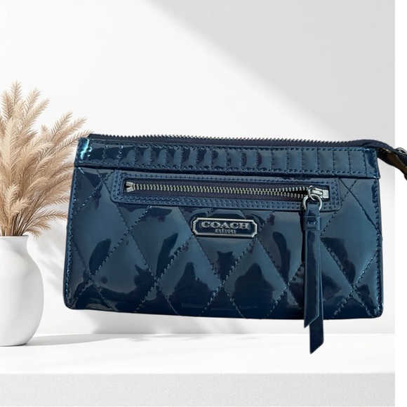 Coach Quilted patent leather zip wallet